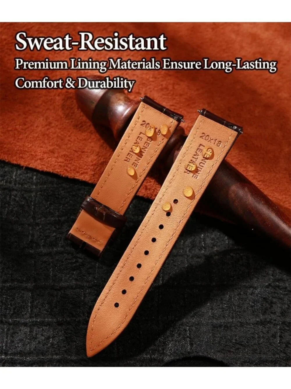 Stylish Leather Watch Band for Men, Quick-Release Alligator Grain Design